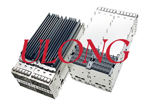 光纤连接器QSFP28 2X2双层带灯带散热片100G
